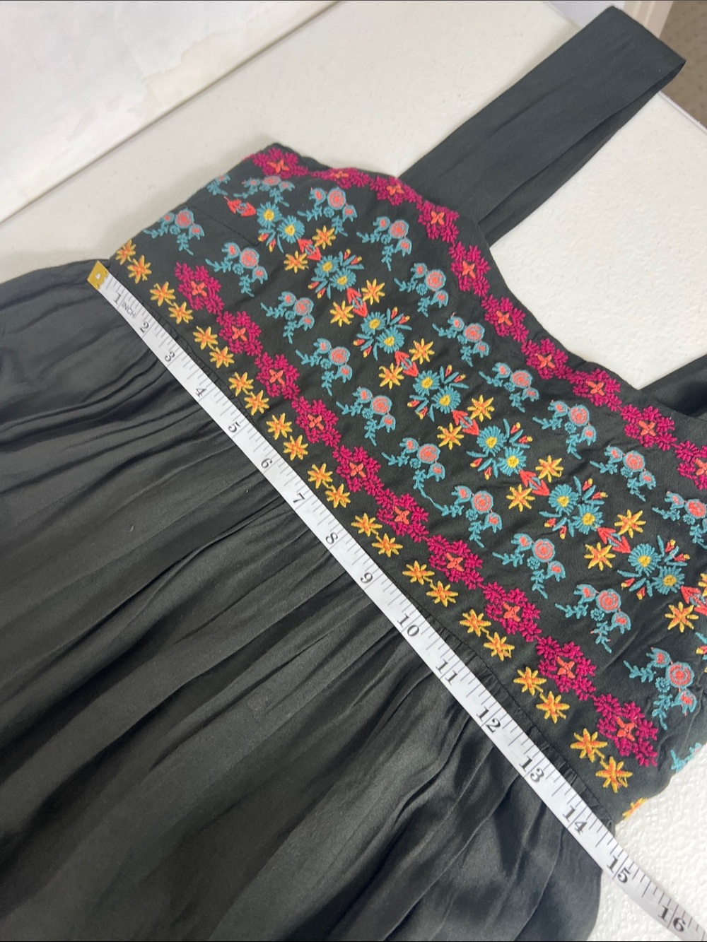 Natural Life Sz M Tricia Embroidered Maxi Sleeveless Dark Olive/Gray Boho - Picture 8 of 10